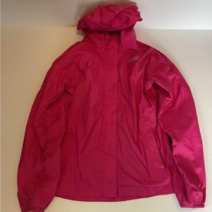 GENUINE GIRL'S Hot Pink THE NORTH FACE Hooded HyVent Jacket size L - 14/16 VGC
